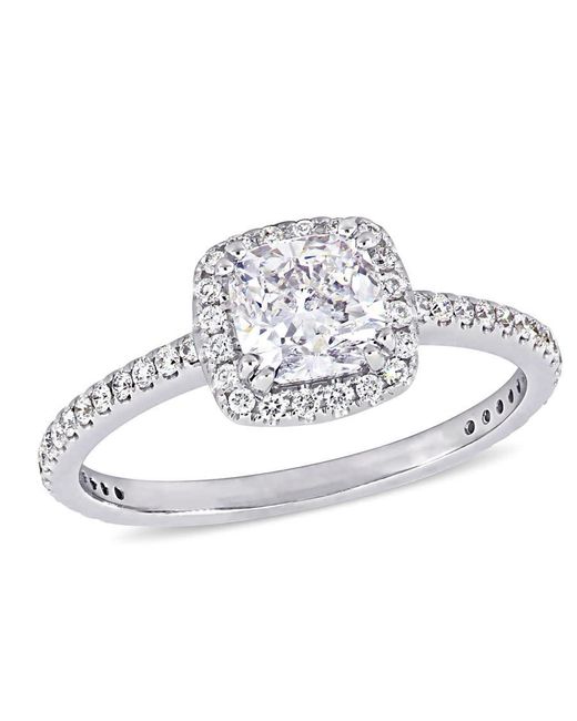 Amour Metallic 1 1/3 Ct Tw Cushion-Cut Diamond Halo Engagement Ring