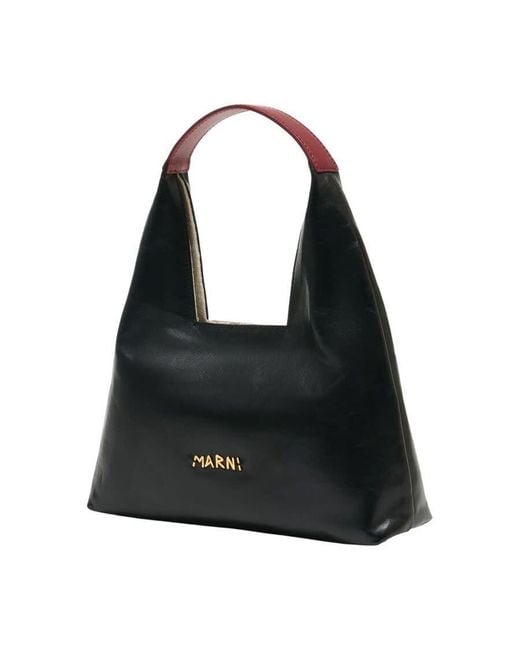 Marni Black Leather Top Handle Shoulder Bag