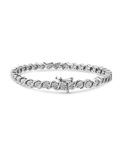 Haus of Brilliance Metallic .925 Sterling Silver 1/4 Cttw Miracle-set Diamond Round Miracle Plate ''s'' Link Tennis Bracelet