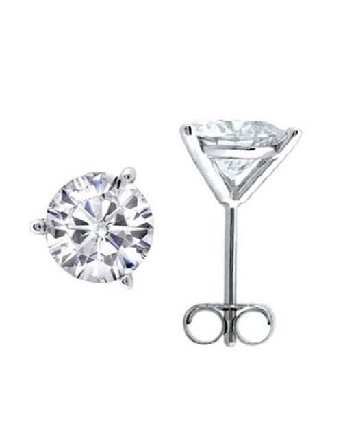 Maulijewels Metallic 14K Round Stud Earrings With 0.60 Cttw Natural Diamonds (Push Back Clasp)