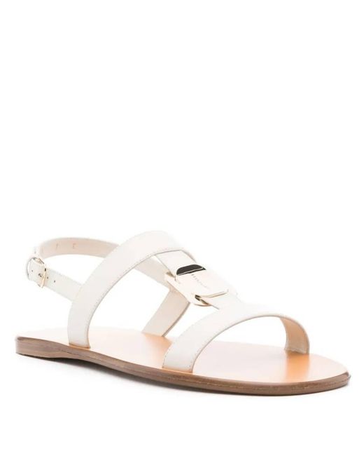 Ferragamo Natural Vida Nappa Flat Sandals