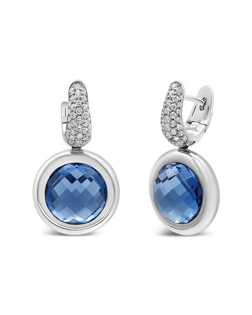 Haus of Brilliance 18k White Gold Bezel Set 11mm Blue Topaz