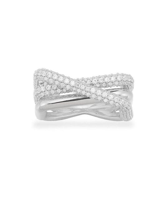 Apm Monaco White Ladies Crossed Rectangle Crystal Ring for men