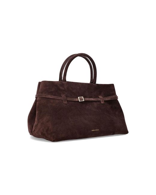 MANU Atelier Brown Le Cambon 35 Suede Bag Deep Calf Leather Tote