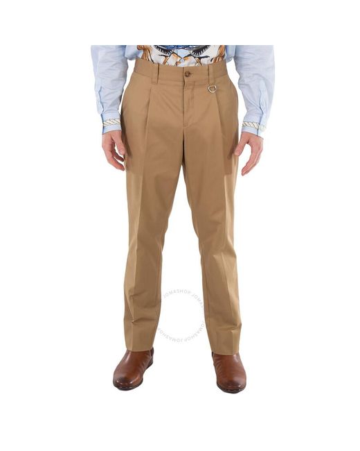 Burberry Natural Toasted Walnut Dover Cotton Gabardine Trousers for men