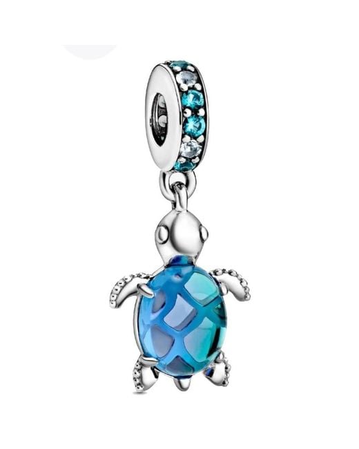 Pandora Blue Murano Glass Sea Turtle Sterling Dangle Charm for men