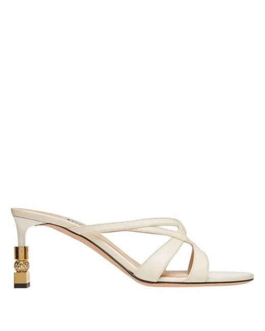 Bally Metallic Carolyn Leather Block Slide Sandals, Brand Size 39 Us