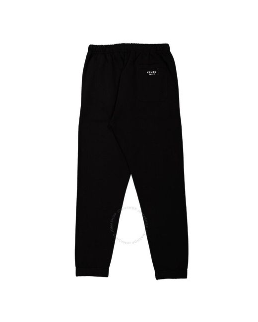 KENZO Black Embroidered Flower Jog Pants for men