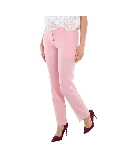 Burberry Pink Aimie Tailored Straight Leg Wool Trousers, Brand Size 10 (Us