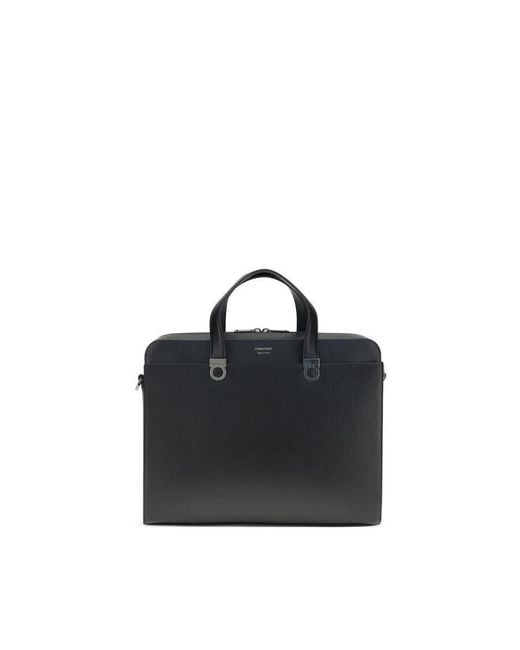 Ferragamo Black Gancini Briefcase for men