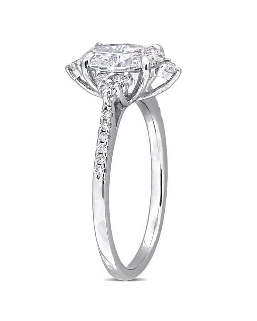 Created Forever Metallic 1 1/2Ct Tw Oval And Round-Cut Lab-Grown Diamond Engagement Ring