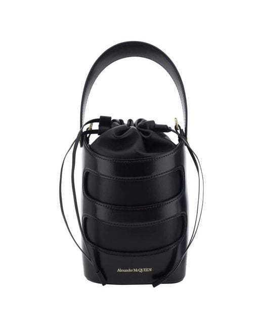 McQueen Black The Rise Mini Bucket Bag