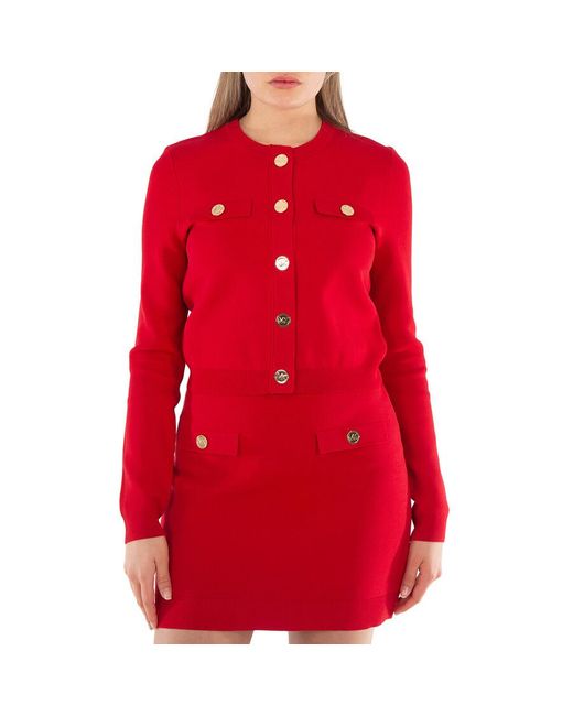 Michael Kors Red Long Sleeve Crew Neck Sweater
