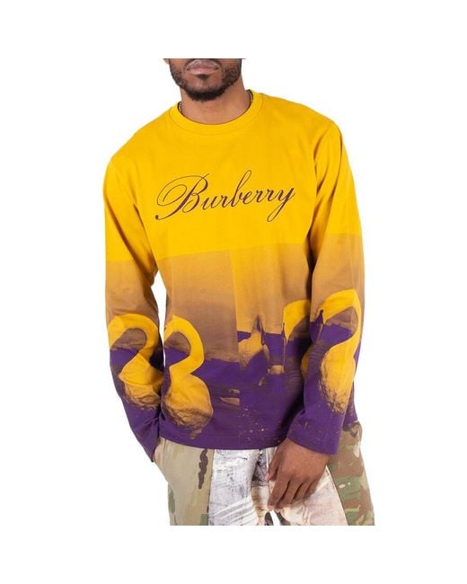 Burberry Swan Print Long-Sleeve Football T-Shirt in Yellow Burberry Swan Print Long-Sleeve Football T-Shirt in Yellow
