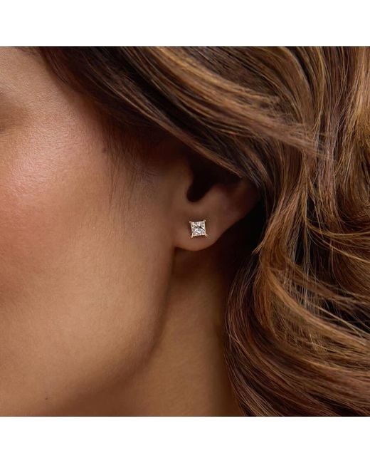 Brilliant Diamond Metallic 14K Igi Certified 1.50 Carat Princess Cut Lab Grown Diamond Stud Earrings For Vs Clarity, E-F Color