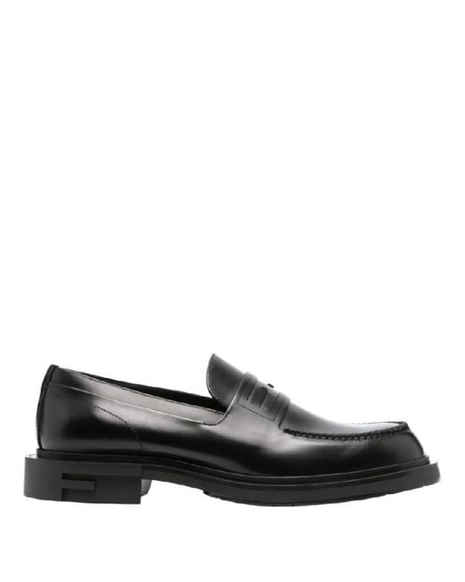 Fendi Black Frame Slip-On Leather Loafers, Brand Size 6 (Us for men