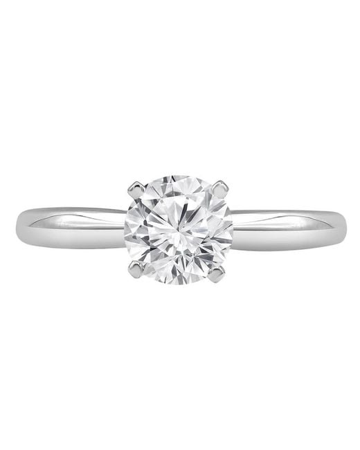 Brilliant Diamond Metallic 1.00 Caratt 14K Round Cut Lab Grown Diamond Solitaire Engagement Ring For - Color/Clarity-Jsi for men
