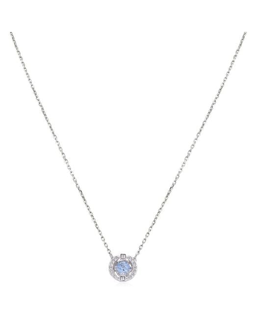 Swarovski Blue Ladies Rhodium Plated Sparkling Dance Necklace