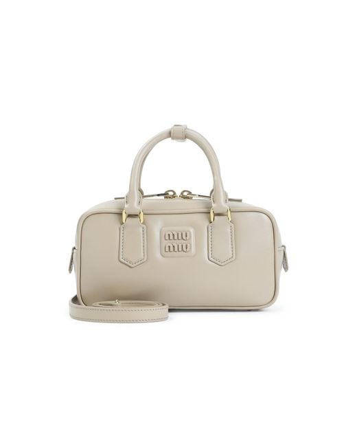 Miu Miu Natural Arcadie Calf Leather Handbag