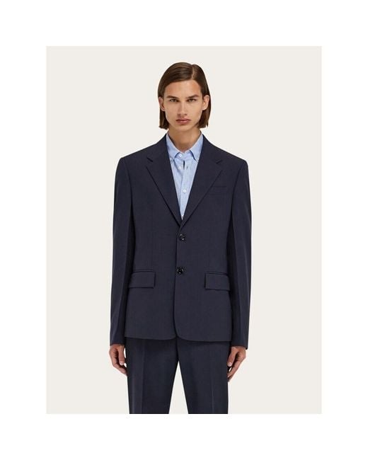Ferragamo Blue Dark Tailored Jacket, Brand Size 52 (Us for men