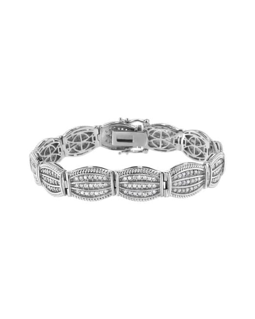 Haus of Brilliance Metallic .925 Sterling Silver 3 Cttw Diamond Art-deco Style Link Bracelet