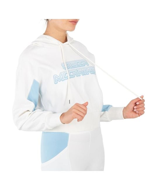 Stella McCartney Blue Ladies Logo-Print Cotton-Jersey Hoodie, Brand Size 34 (Us