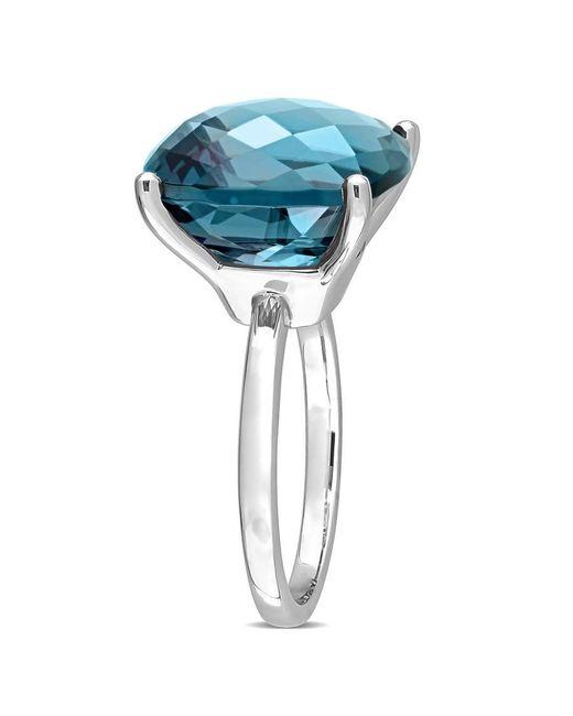 Amour Blue 19 1/4 Ct Tgw Cushion Checkerboard London Topaz Cocktail Ring