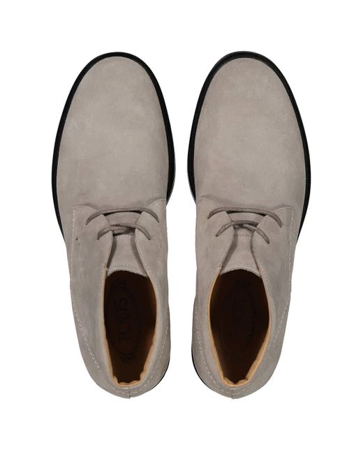 Tod's Gray Scarpa Uomo Polacco Suede Derby Boots for men