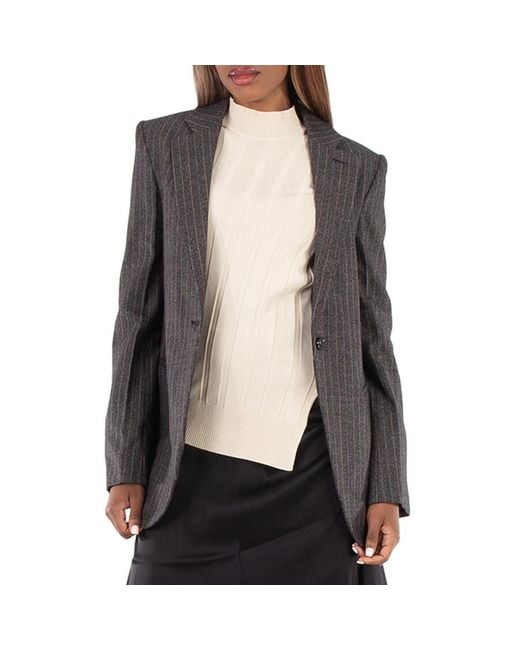 Stella McCartney Black Ladies Pinstripe Single-Breasted Blazer