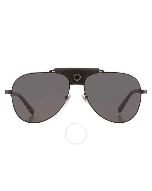 BVLGARI Gray Polarized Grey Pilot Sunglasses Bv5061q 128/48 60