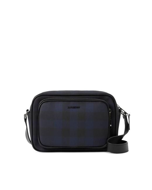 Burberry Blue Paddy Check-Pattern Messenger Bag for men