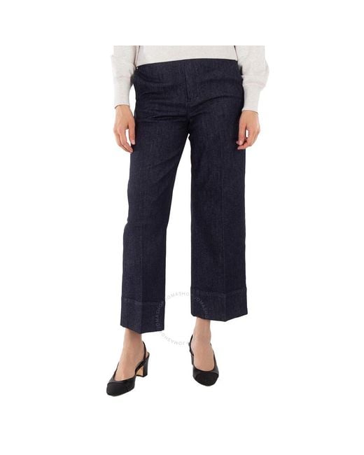 Max Mara Blue Dahlia Flared Denim Trousers, Brand Size 38 Us