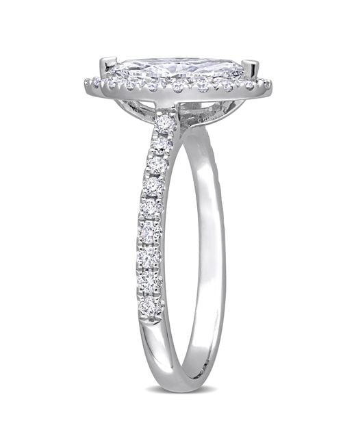 Created Forever Metallic 1Ct Tdw Marquise Lab-Created Diamond Halo Engagement Ring