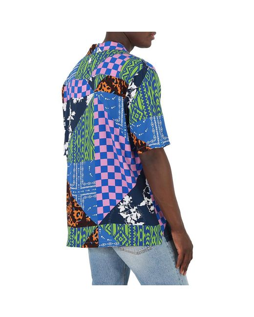 Marcelo Burlon Blue Multicolor Mix Print Hawai Shirt for men