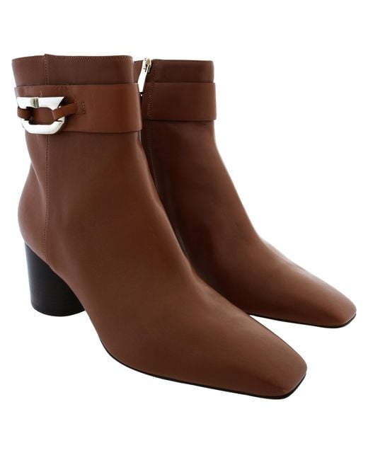Ferragamo Brown Placida Gancini Ornament Anke Boots