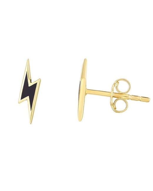 Tresorra Metallic 14K Lightning Bolt Enamel Earrings
