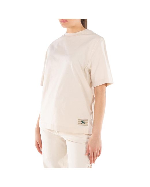 Burberry White Ekd Cotton Short Sleeve T-Shirt