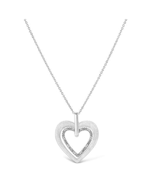 Haus of Brilliance Metallic .925 Sterling Silver Prong-set Diamond Accent Double Heart 18'' Pendant Necklace