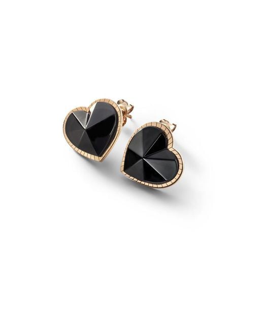Baccarat Black 18K Plated On Sterling, Crystal Heart Earrings 2812897
