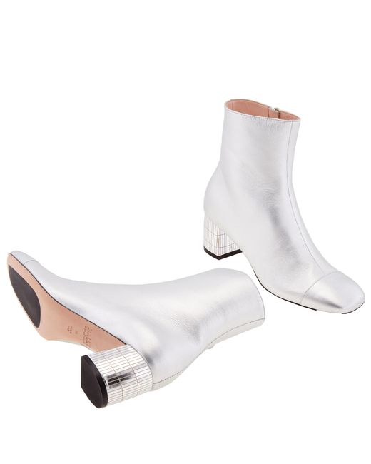 Bally White Emme 55 Leather Ankle Boots