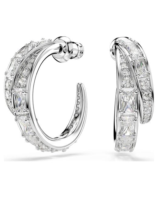 Swarovski Metallic Vienna Hoop Earrings, Mixed Cuts, Rhodium Plated