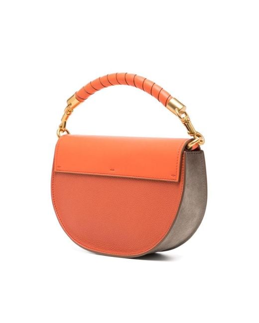 Chloé Orange Marcie Chain Flap Leaather Tote Bag