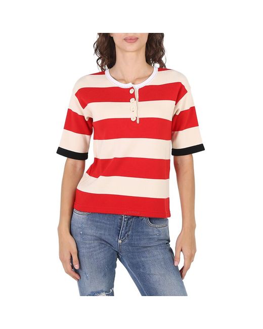 Marni Red Striped Crewneck Shirt