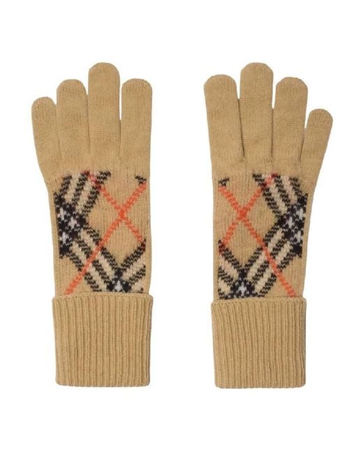 Burberry Natural Check-Pattern Cashmere Blend Gloves for men