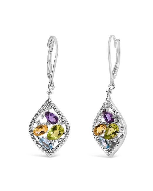 Haus of Brilliance Blue Sterling Diamond Accent Multi Stone Rhombus Drop Earrings for men
