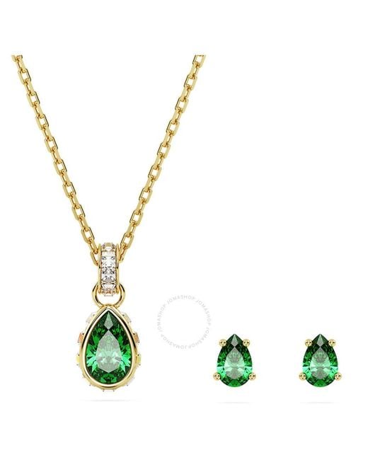 Swarovski Green Chroma Set, Mixed Cuts, 18K Finish