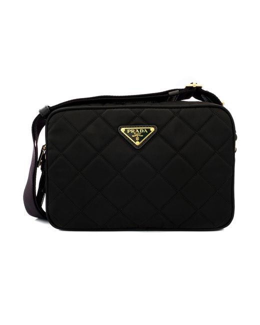 Prada Black Ladies Bandoliera Nylon Tessuto Quilted Camera Bag for men