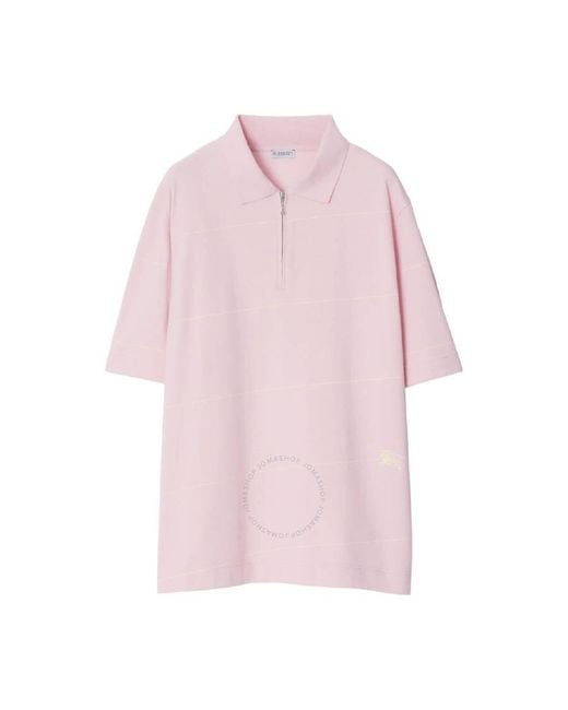 Burberry Pink Equestrian Knight Striped Polo Shirt for men
