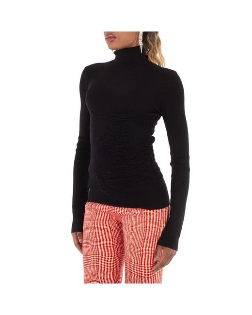 Burberry Black Equestrian Knight Turtleneck Sweater for men