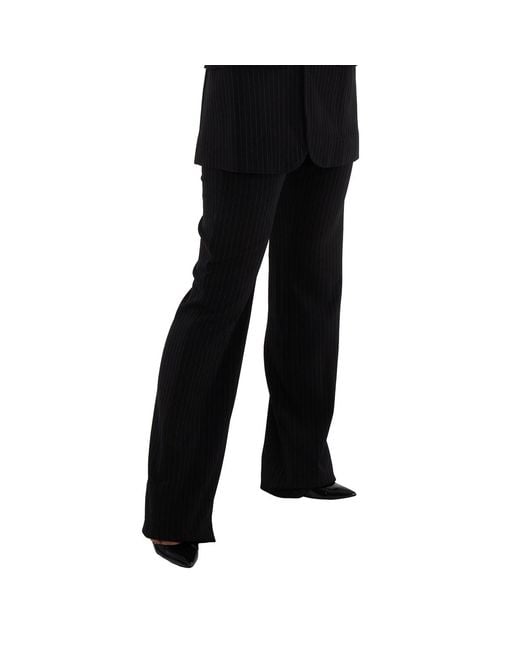 Balenciaga Black Pinstripe Straight-Leg Trousers, Brand Size 38 (Us